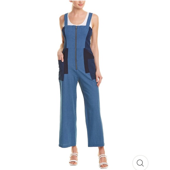 Chambray Crop Jumpsuit - Picture 1 of 12